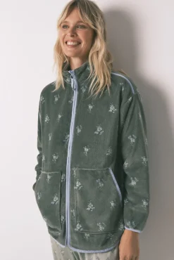 Women'secret Roupões-Robe polar com estampa floral verde