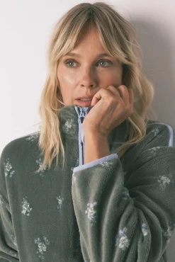 Women'secret Roupões-Robe polar com estampa floral verde