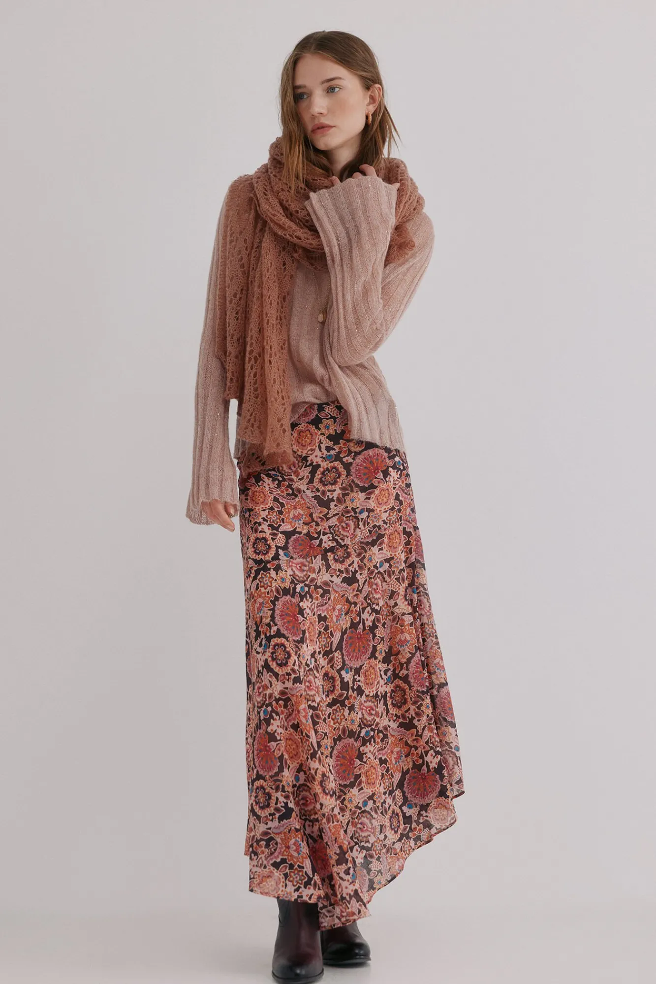 Hoss Intropia Saias-Rosana. Saia estampada Castanho