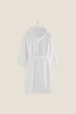 Textura Roupa De Banho-Roupão de banho friso algodão capuz branco