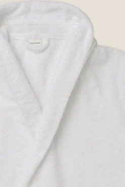 Textura Roupa De Banho-Roupão de banho friso algodão capuz branco