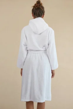 Textura Roupa De Banho-Roupão de banho friso algodão capuz branco