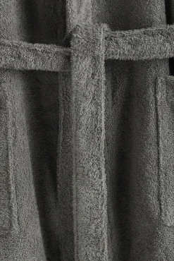 Textura Roupa De Banho-Roupão de banho friso algodão capuz cinzento