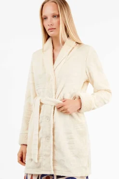 Gisela Roupões-Roupão texturizado de robe bege