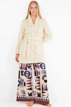 Gisela Roupões-Roupão texturizado de robe bege