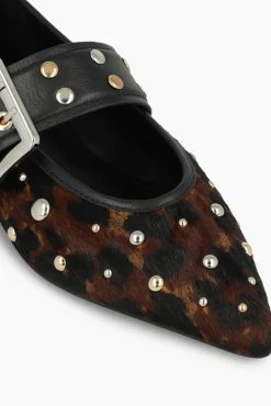 Lodi Sabrinas|Calçado De Couro-Sabrinas de couro com tachas Castanho