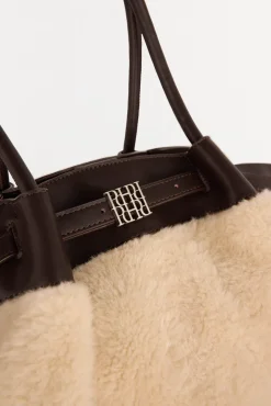 Pedro del Hierro Malas-Saco de compras combinado em pele de carneiro Beige