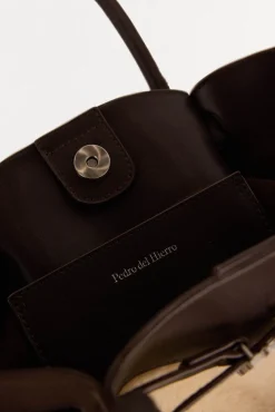 Pedro del Hierro Malas-Saco de compras combinado em pele de carneiro Beige