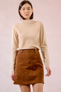 Molly Bracken Saias-Saia curta com efeito camurça Castanho