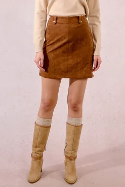 Molly Bracken Saias-Saia curta com efeito camurça Castanho