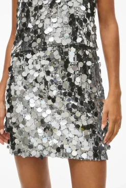 Vila Saias-Saia curta com lantejoulas Cinzento