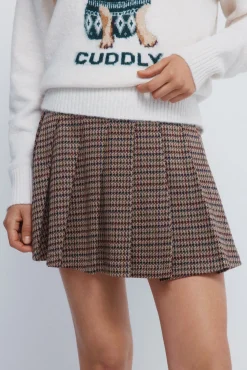 Springfield Saias-Saia curta com painéis xadrez cru