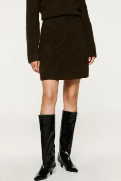 Selected Saias-Saia curta de alpaca e lã Castanho