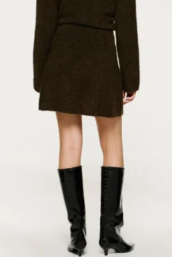 Selected Saias-Saia curta de alpaca e lã Castanho