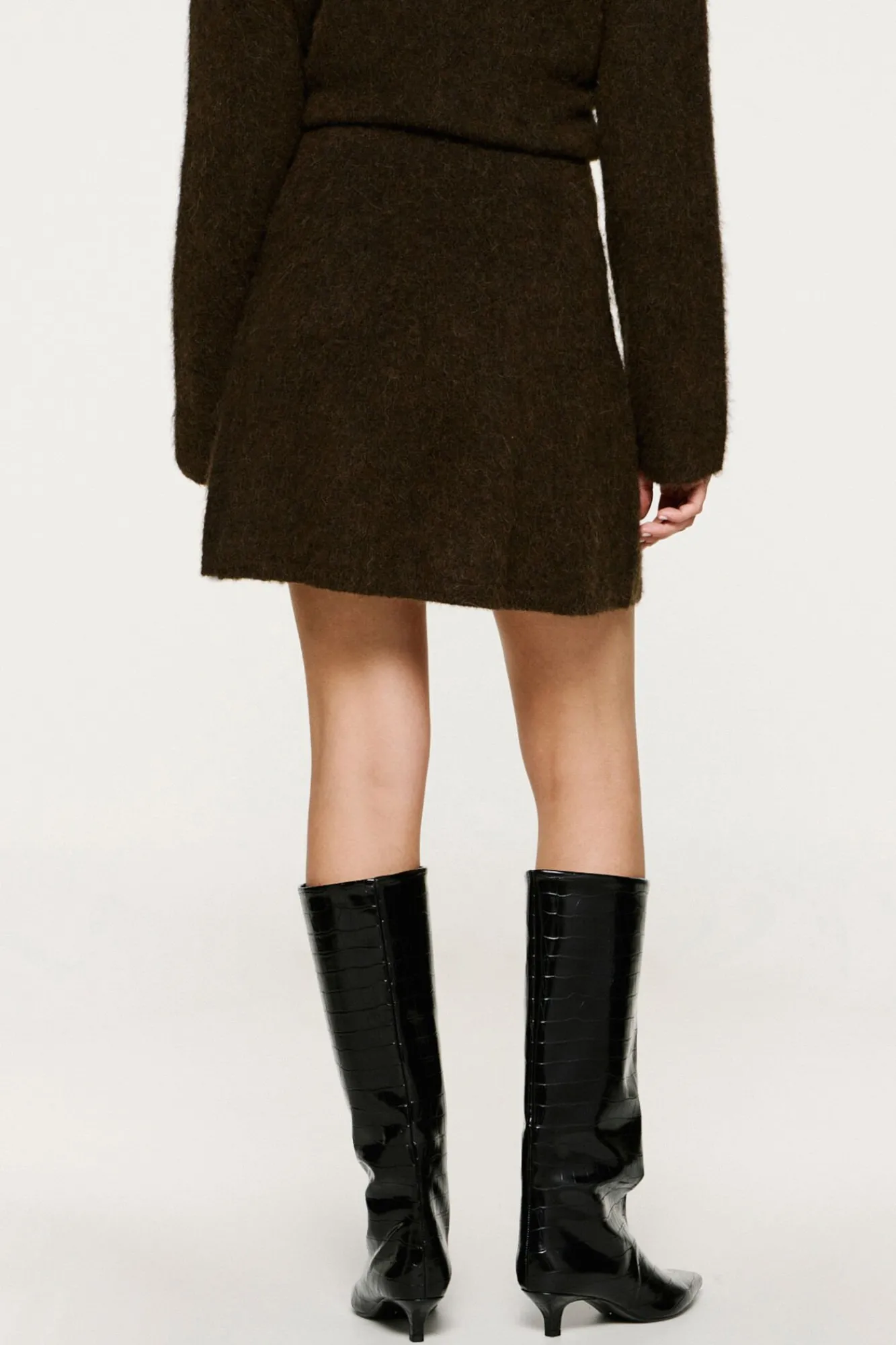 Selected Saias-Saia curta de alpaca e lã Castanho