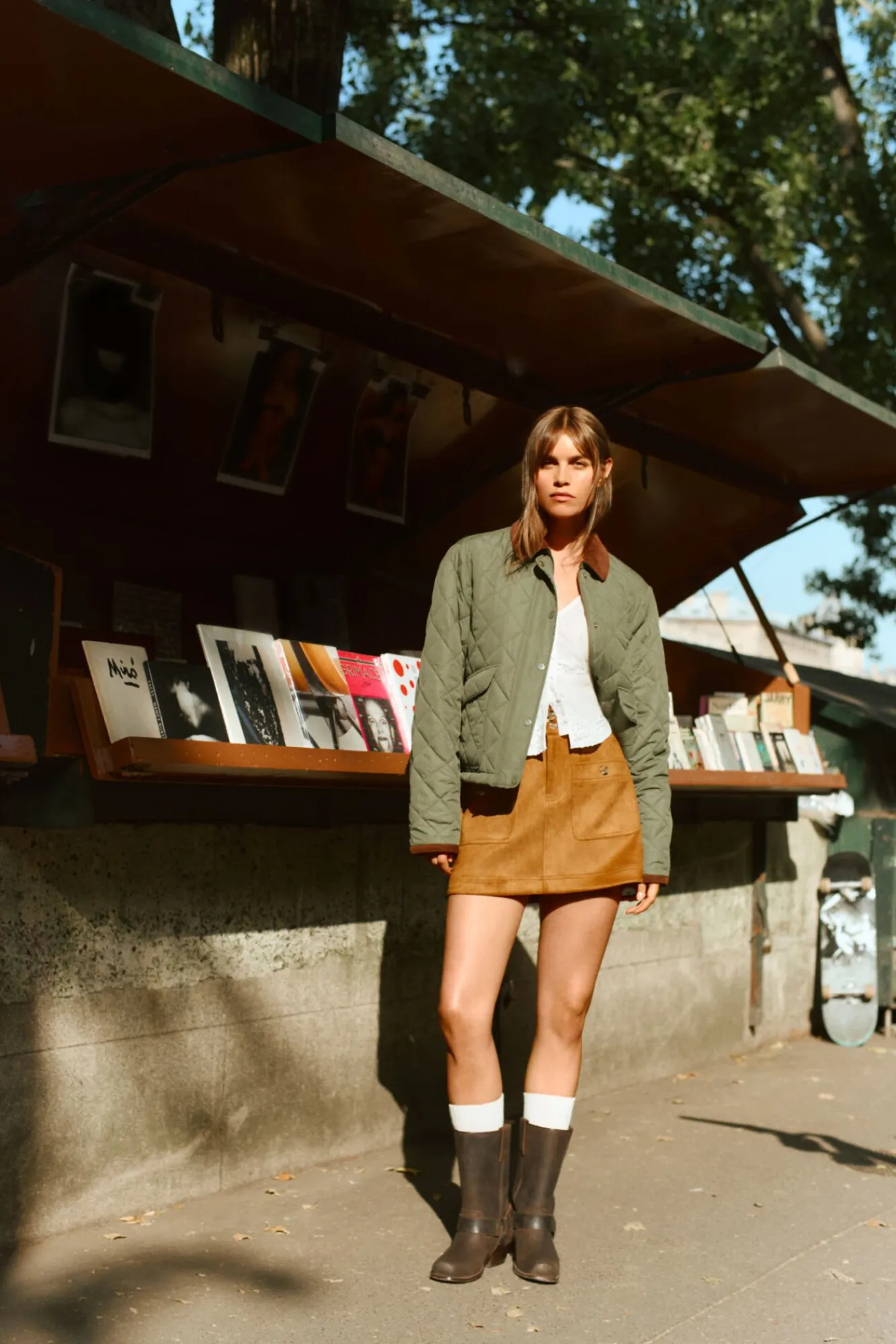 Springfield Saias-Saia curta de camurça cru