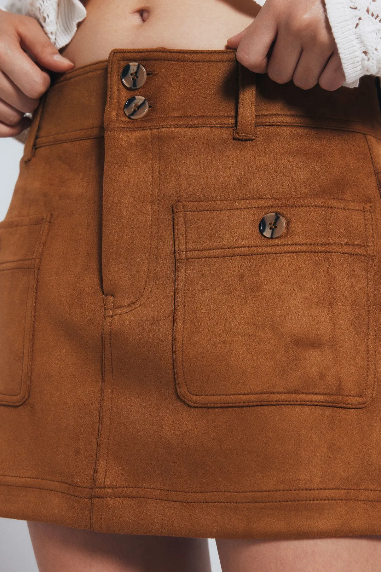 Springfield Saias-Saia curta de camurça cru