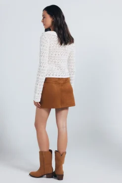 Springfield Saias-Saia curta de camurça cru