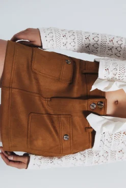 Springfield Saias-Saia curta de camurça cru