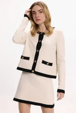 Vila Saias-Saia curta de malha com viscose Branco