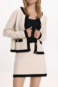 Vila Saias-Saia curta de malha com viscose Branco