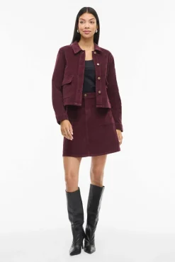 Vila Saias-Saia curta de veludo cotelê Roxo