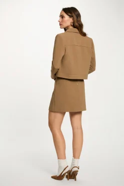 Morgan Saias-Saia curta plissada Tostado