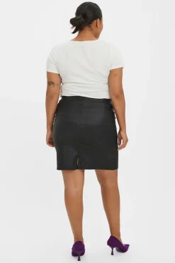 Vero Moda Curve Saias-Saia de couro sintético saia size Preto