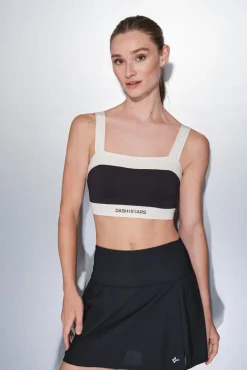 Dash and Stars Saias-Saia de microfibra com forro de malha preto