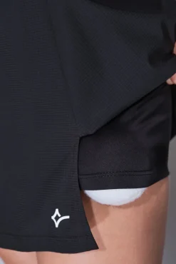 Dash and Stars Saias-Saia de microfibra com forro de malha preto