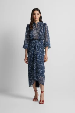 Silbon Saias-Saia drapeada estampado Azul