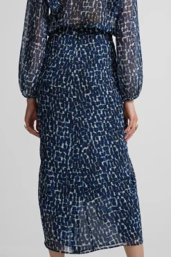 Silbon Saias-Saia drapeada estampado Azul