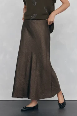 Pedro del Hierro Saias-Saia estruturada de cetim Verde