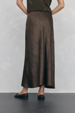 Pedro del Hierro Saias-Saia estruturada de cetim Verde