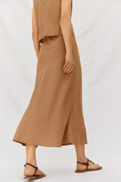 Cortefiel Fatos|Saias-Saia fluida de tencel Castanho