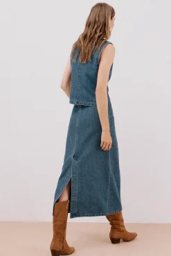 Cortefiel Saias-Saia jeans texturizada Azul