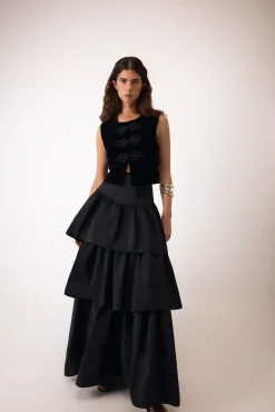 Pedro del Hierro Saias-Saia longa com babados Preto