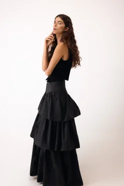 Pedro del Hierro Saias-Saia longa com babados Preto