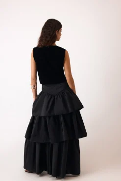 Pedro del Hierro Saias-Saia longa com babados Preto