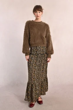 Molly Bracken Saias-Saia longa com estampado e babados Multicolorido