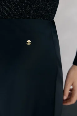 Pedro del Hierro Saias-Saia longa de cetim com detalhe de renda Preto