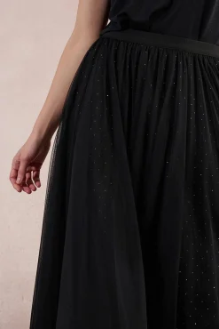 Molly Bracken Saias-Saia longa de tule plissada Preto
