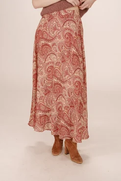 Grace & Mila Saias-Saia longa e esvoaçante estampada com motivo gráfico Vermelho