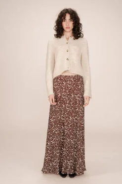 Grace & Mila Saias-Saia longa e esvoaçante estampada com motivo gráfico Castanho