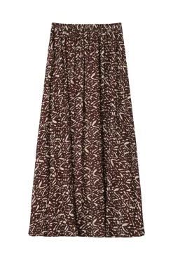 Grace & Mila Saias-Saia longa e esvoaçante estampada com motivo gráfico Castanho