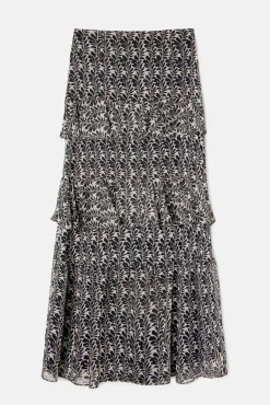 Silbon Saias-Saia longa estampado com babados Multicolorido