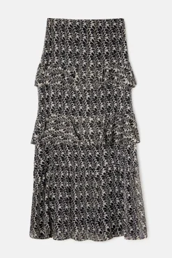 Silbon Saias-Saia longa estampado com babados Multicolorido