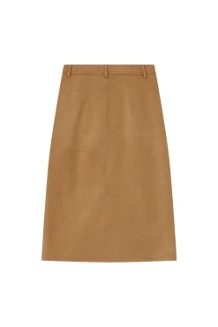 Grace & Mila Saias-Saia longa midi em camurça sintética, com fenda frontal Tostado