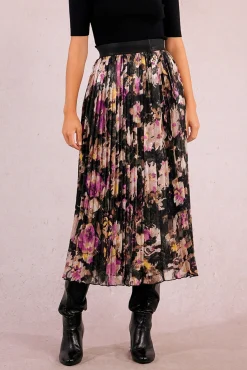 Molly Bracken Saias-Saia longa plissada com estampado Multicolorido