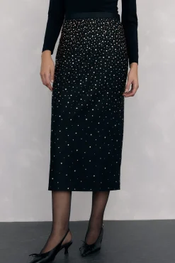 Pedro del Hierro Saias-Saia lápis em tecido fantasia Preto